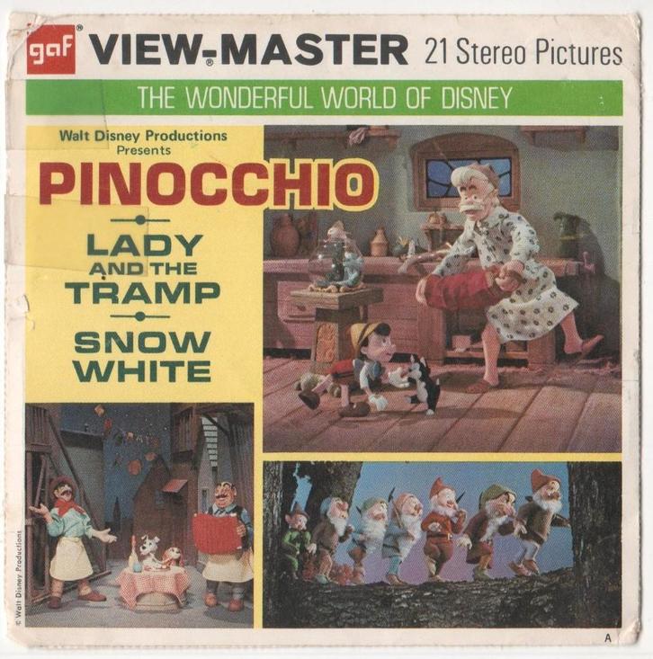 View-master Pinocchio Blanche Neige B 315 ENG, Antiquités & Art, Antiquités | Jouets, Enlèvement ou Envoi