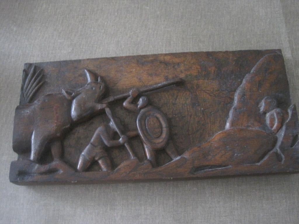 Bois tropical massif en relief de basse d'Afrique, Afrique, Bois, Enlèvement ou Envoi, Fait main