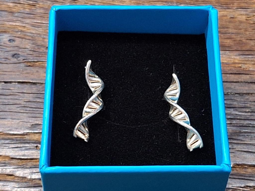 sterling zilveren DNA oorbellen, Bijoux, Sacs & Beauté, Boucles d'oreilles, Neuf, Enlèvement ou Envoi, Argent, Argent