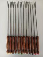 12 fourchettes à fondue Inox - Manche en bois à code couleur, Electroménager, Enlèvement, Utilisé, Accessoires pour fondue
