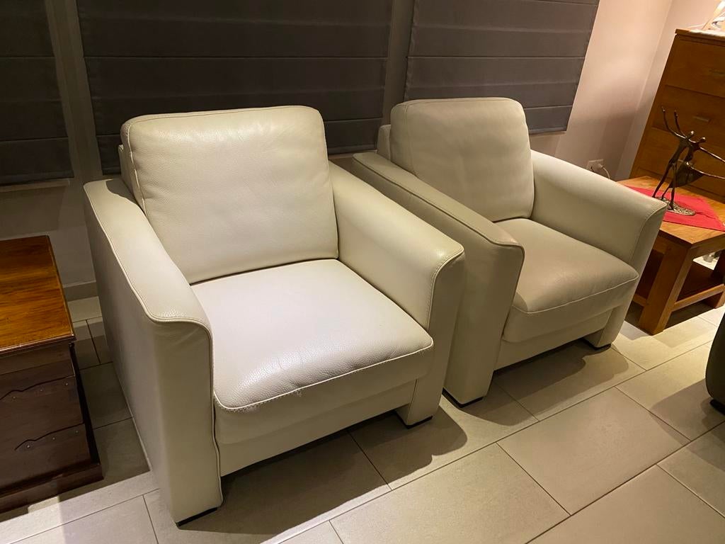 Lederen witte zetel, Ophalen, Zo goed als nieuw