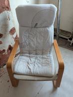 Fauteuil Ikea Poäng bois clair et coussin blanc, Maison & Meubles, Fauteuils, 75 à 100 cm, Contemporain scandinave, Enlèvement