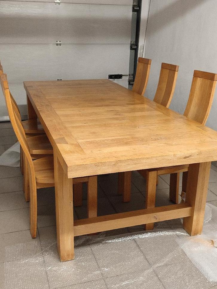 Vandenberghe Pauvers - set 6 stoelen en enorme tafel, Maison & Meubles, Tables | Tables à manger, Chêne, Enlèvement