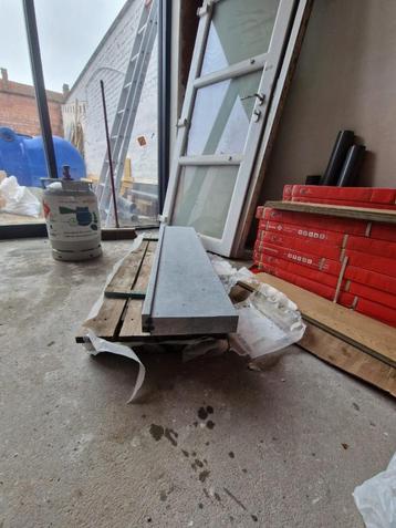 Deurdorpel blauwe hardsteen met opstand 125x25x5 cm, Ophalen, 100 tot 150 cm, Hardsteen, Overige typen