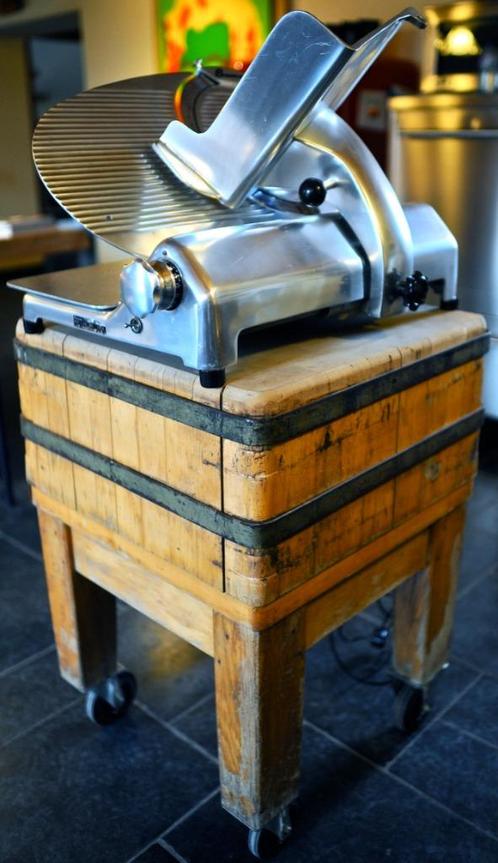 Slagers hakblok op 4 wielen, Antiek en Kunst, Curiosa en Brocante, Ophalen
