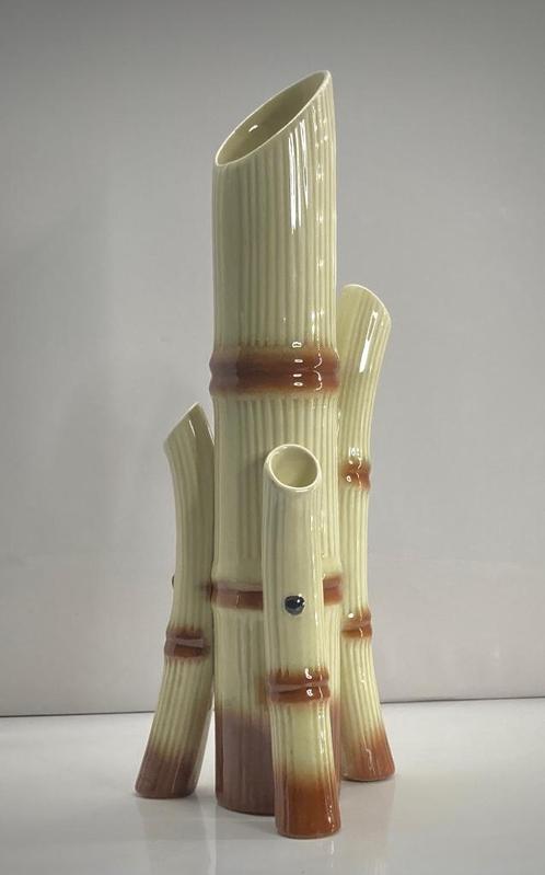 Vase polyflore, Bambou, Faïence, Art-déco, 1940, Nimy, Manuf, Antiquités & Art, Antiquités | Céramique & Poterie, Enlèvement ou Envoi