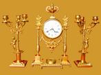 Vergulde Italiaanse klok Hermle met putty kandelaren, Antiek en Kunst, Ophalen