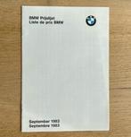 BMW prijslijst BE-NL/FR september 1983 brochure, Gelezen, BMW, Ophalen of Verzenden