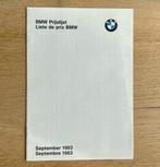 BMW prijslijst BE-NL/FR september 1983 brochure, Ophalen of Verzenden, Gelezen, BMW