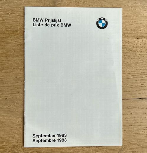BMW prijslijst BE-NL/FR september 1983 brochure, Boeken, Auto's | Folders en Tijdschriften, Gelezen, BMW, Ophalen of Verzenden