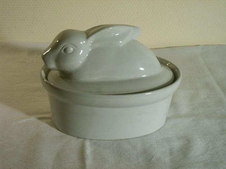 Pâté de lapin blanc en porcelaine, Antiquités & Art, Curiosités & Brocante, Enlèvement ou Envoi