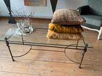 IJzeren salontafel met glazen blad, Huis en Inrichting, Ophalen, Gebruikt, 50 tot 100 cm, 100 tot 150 cm