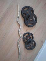 Halterstang met gewichten, 2x10 en 2x5, Sport en Fitness, Fitnessmaterialen, Ophalen of Verzenden, Zo goed als nieuw