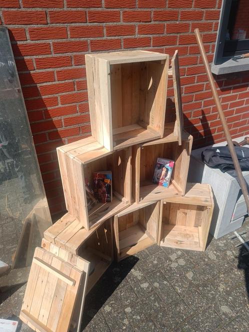 Ecobewust zelf gemaakte Houten bakken met deksel, Huis en Inrichting, Woonaccessoires | Kisten, Nieuw, Minder dan 50 cm, Minder dan 50 cm