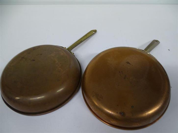 A6822 Twee Vintage Koperen Pannen, Antiek en Kunst, Antiek | Brons en Koper, Koper, Ophalen of Verzenden