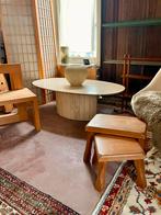Ovale travertin originele puntgave 1970 coffeetable, Huis en Inrichting, Tafels | Salontafels, Ophalen, Zo goed als nieuw