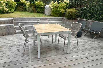 Vierkante TRIBU Natal Alu Teak tuin eettafel beschikbaar voor biedingen