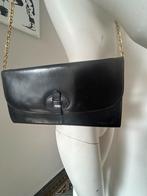 Louis Féraud zwarte leren tas en vintage kettingschakel, Handtassen en Accessoires, Tassen | Damestassen, Ophalen of Verzenden
