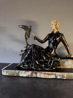 Groot art deco beeld gesigneerd, Antiek en Kunst, Ophalen
