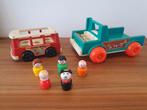 Fisher Price mini bus, pickup truck + 5 poppetjes, Ophalen of Verzenden