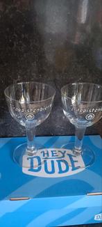 2 oude Bierglazen Westmalle klein wit logo, Verzamelen, Ophalen of Verzenden, Zo goed als nieuw