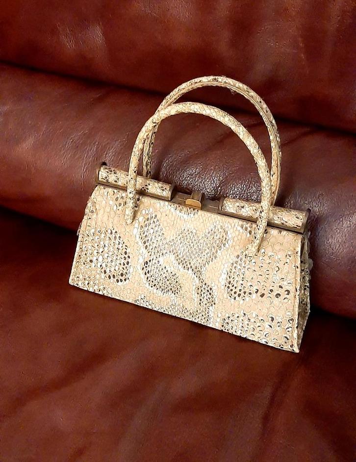 Vintage Slangenleren Handtas, Handtassen en Accessoires, Tassen | Damestassen, Zo goed als nieuw, Handtas, Ophalen of Verzenden