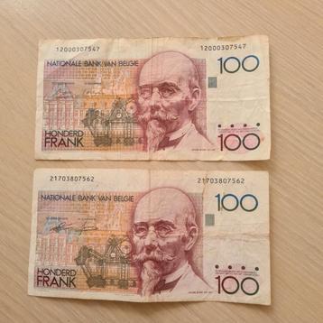 Belgische tickets 2 keer 100 frank, Ophalen of Verzenden