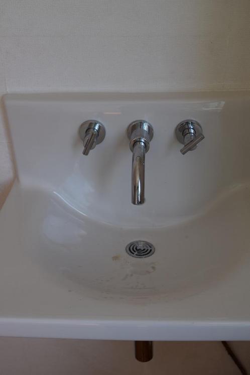 Lavabo + spiegel en verlichting, Doe-het-zelf en Bouw, Sanitair, Zo goed als nieuw, Chroom, Ophalen