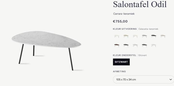 Nieuwe keramieken tafel met stalen onderstel, Huis en Inrichting, Tafels | Salontafels, Nieuw, Minder dan 50 cm, 50 tot 100 cm