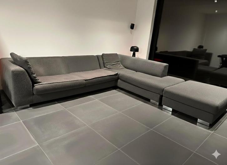 Modern hoeksalon grijs, Huis en Inrichting, Zetels | Zetels, Gebruikt, Hoekbank, Vierpersoons of meer, 250 tot 300 cm, 150 cm of meer