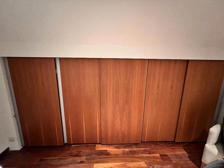 ingemaakte kast afromosia fineer - 5 kastdelen, Maison & Meubles, Armoires | Penderies & Garde-robes, Comme neuf, 150 à 200 cm