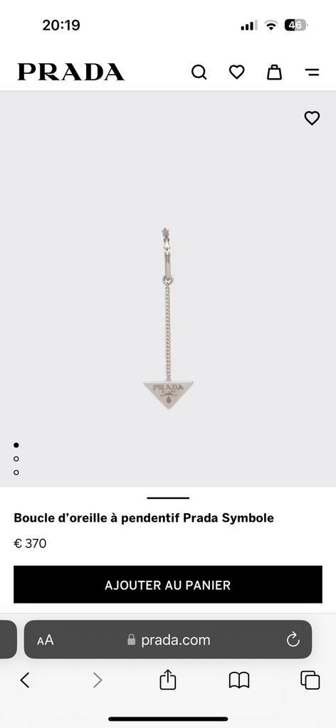 Boucle d’oreille Prada - argent 925, Handtassen en Accessoires, Portemonnees, Zo goed als nieuw, Ophalen
