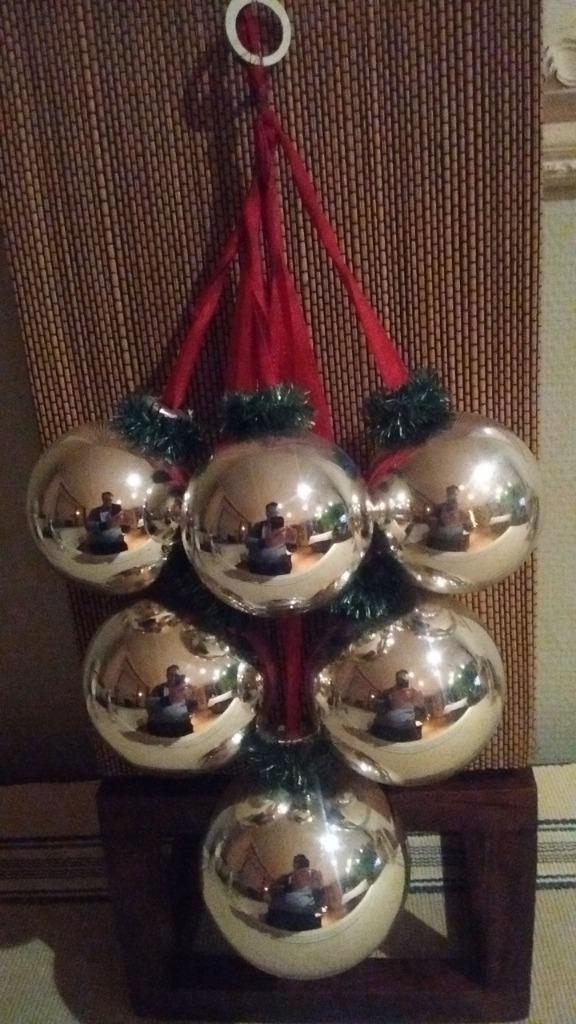 Vintage kerstballen - tros van 6, Diversen, Kerst, Gebruikt, Ophalen of Verzenden