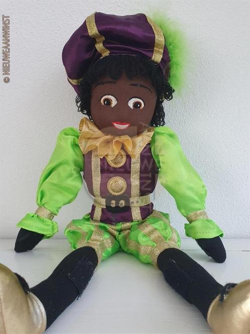 Authentieke etalage zwarte Piet pop - 45cm, groen/paars, Divers, Saint-Nicolas, Comme neuf, Envoi