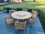 Tuinset Tuintafel met 6 tuinstoelen teakenhout, Ophalen, Hardhout, 6 zitplaatsen, Nieuw