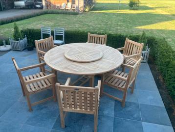 Tuinset Tuintafel met 6 tuinstoelen teakenhout beschikbaar voor biedingen