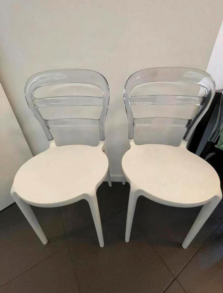 Chaises, Maison & Meubles, Chaises, Comme neuf, Deux, Synthétique, Blanc, Enlèvement