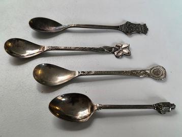 4 zilveren lepeltjes, Antiek en Kunst, Ophalen of Verzenden