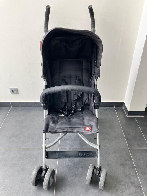 Zwarte plooibuggy Topmark, Kinderen en Baby's, Buggy's, Gebruikt, Overige merken, Verstelbare rugleuning, Zonnekap, Ophalen