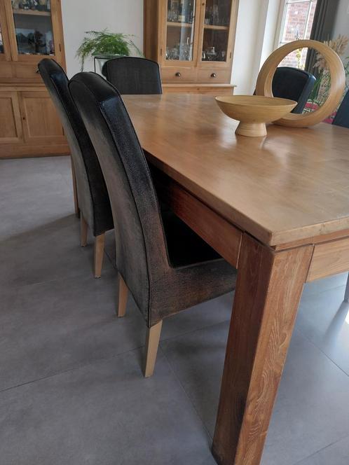 Tafel teak met 6 hoge comfortstoelen, Huis en Inrichting, Complete eetkamers, Zo goed als nieuw, Ophalen