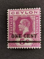 Ceylon 1918 - Koning George V met opdruk ONE CENT *, Ophalen of Verzenden, Postfris, Zuid-Azië