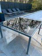 Table de jardin carré 140x140 en verre solide, Utilisé