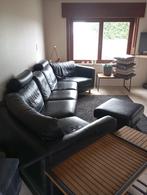 Lederen salon zwart, Huis en Inrichting, Ophalen, Zo goed als nieuw, Leer