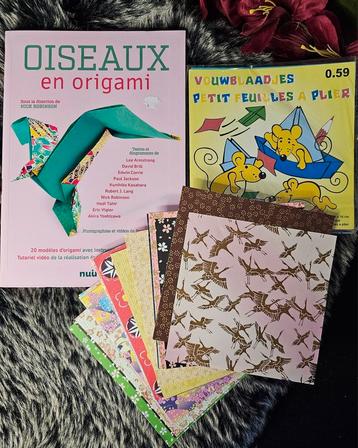 Livre neuf Oiseaux en Origami + 66 papiers japonais + 1 paqu