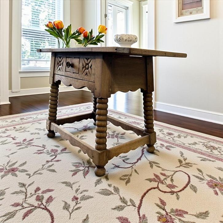 Vintage houten bobbin console tafel / sidetable, Antiek en Kunst, Antiek | Meubels | Tafels, Ophalen of Verzenden