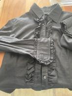 Dames bloes/hemd X Andres Zwart met freultjes ALS NIEUW, Kleding | Dames, Zwart, Ophalen of Verzenden, Zo goed als nieuw, Andress