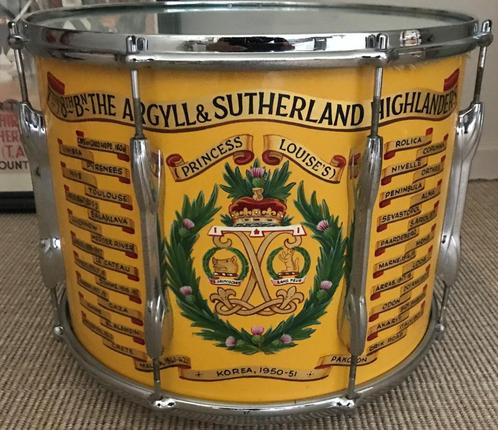Militaria - Scottish Side Drum - Argylls & Sutherland Regt, Verzamelen, Militaria | Algemeen, Landmacht, Overige typen, Ophalen of Verzenden