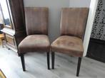 2 Stoelen met nubuckleder “ NIEUW “ amper gebruikt 50 €/st, Huis en Inrichting, Stoelen, Ophalen, Twee, Bruin, Hout