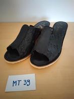 Zwart lederen muiltjes met houten zool maat 39, Zwart, Cacique, Nieuw, Sandalen of Muiltjes