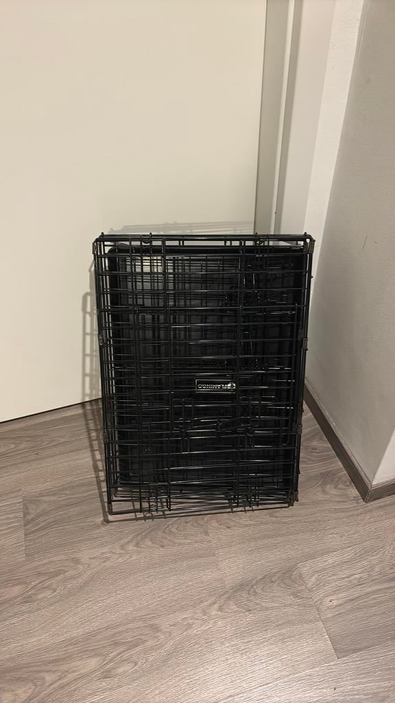 Flamingo hondenbench - Zwart - Inklapbaar - Medium, Dieren en Toebehoren, Hondenhokken, Zo goed als nieuw, Ophalen